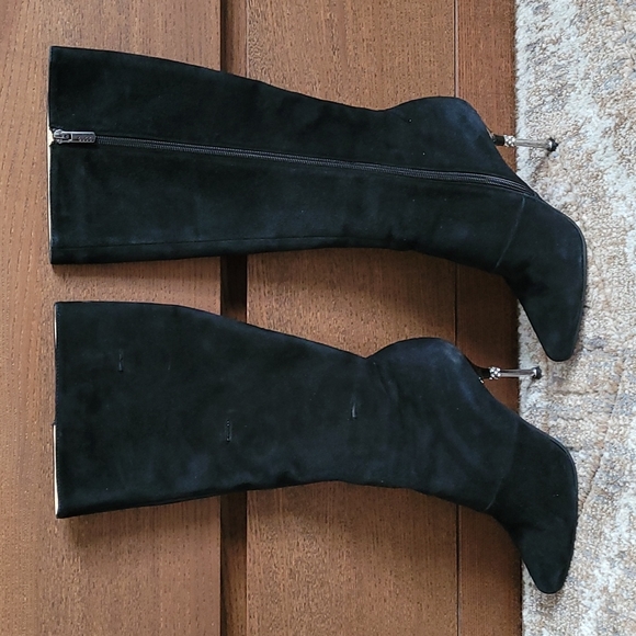 Gucci Vintage Pointed Toe High Knee Suede Boots With Stiletto Heels - Picture 5 of 15